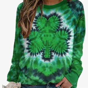 NWOT tie dye Green Shamrock Sweatshirt